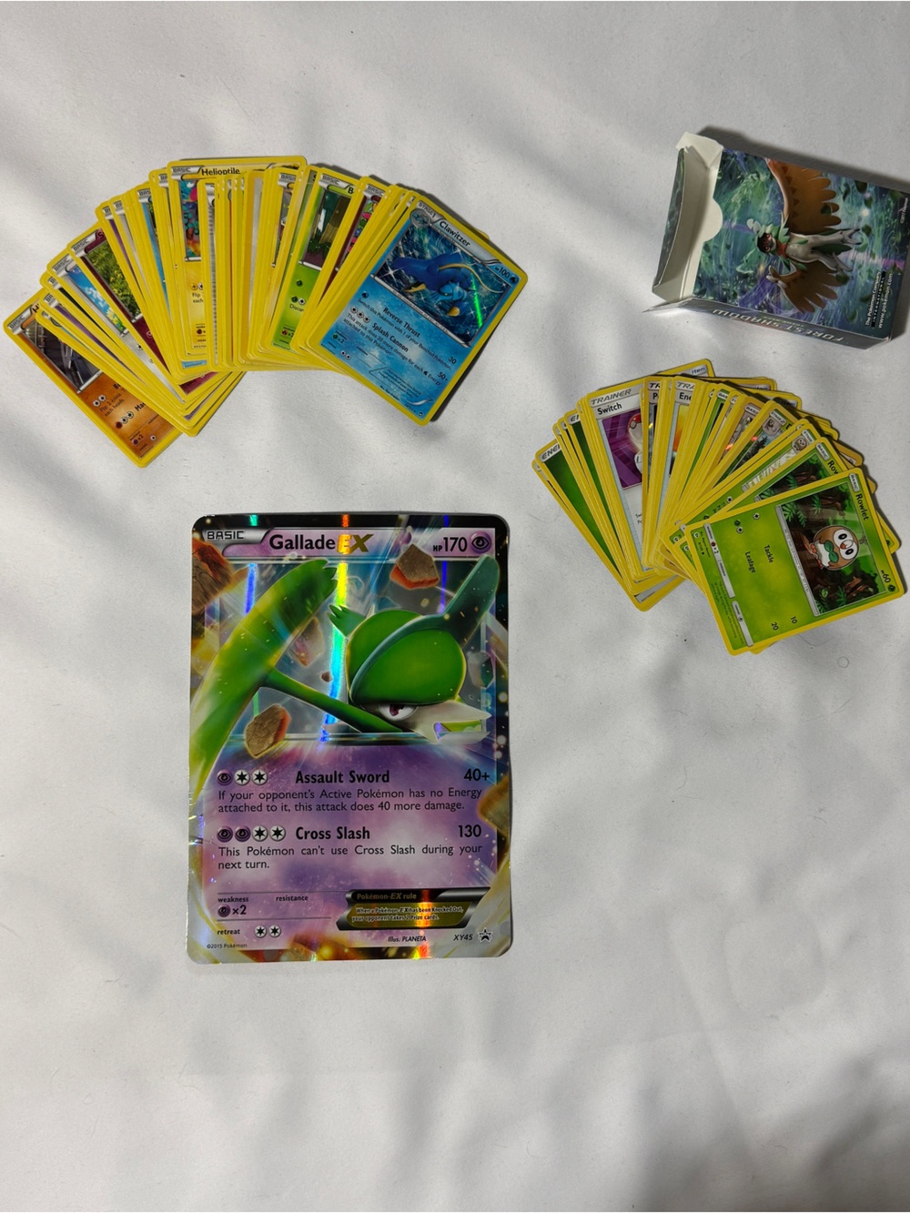 Pokemon Gallade EX Holographic Card with Yellow-Bordered Assorted Cards
